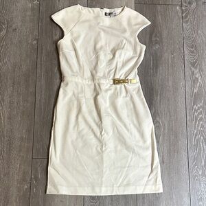 Jennifer Lopez Cream Mini Dress with Gold Detail